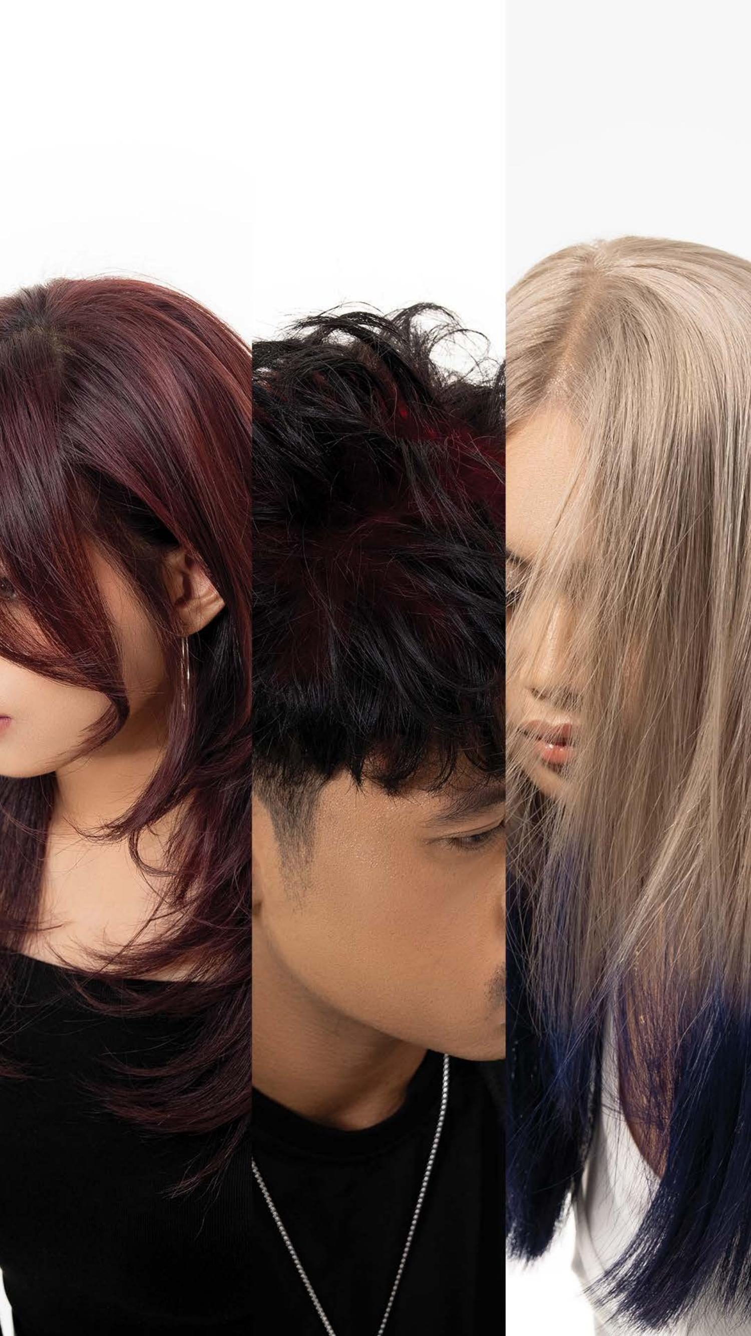 Three different hair color results from Twonine0 Beauty Salon